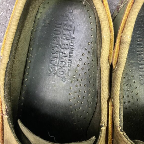 Filson Segago Docksides Shoes Mens 8 W Brown Green Boat Leather Canvas Tin Cloth - Picture 11 of 15